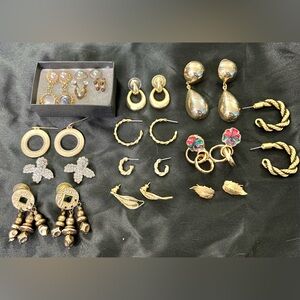 Lot of 15 pairs of pierced vintage earrings